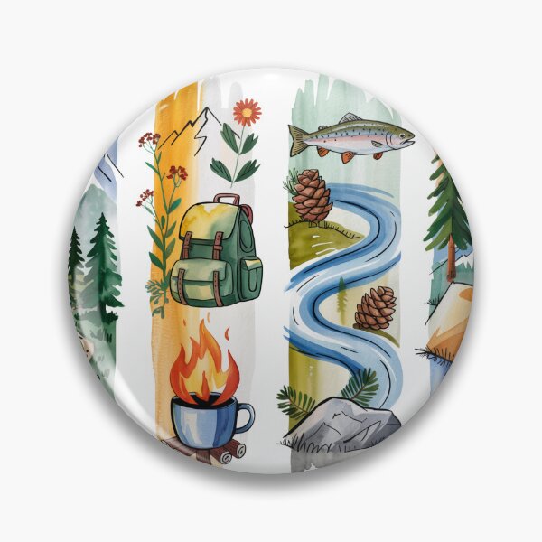 Item preview, Colorado Mountain Watercolor - Camping, Fishing & Colorado Flag designed and sold by Marie Gems.