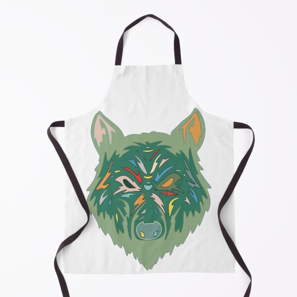 Aperçu de l'œuvre Tête de loup verte et orange - Portrait de loup géométrique pop art créée et vendue par iampaulmorris.