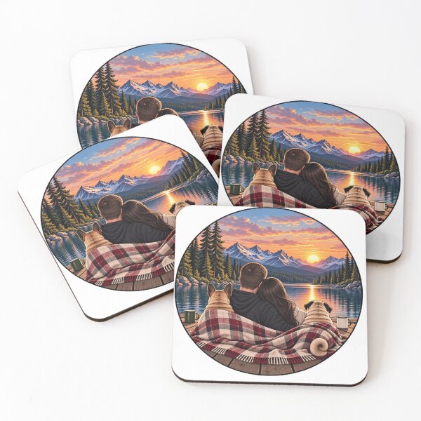 Item preview, Couple With Dogs Mountain Sunset designed and sold by ArtikaCreative.