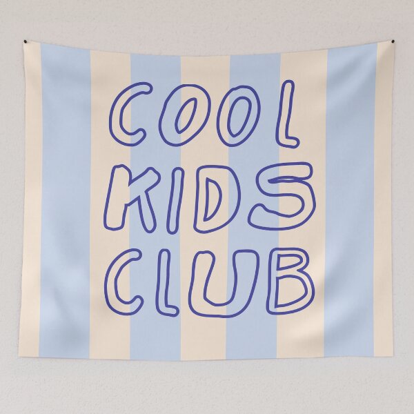 Item preview, Cool Kids Club Trendy Blue and Cream Pastel Retro Stripes designed and sold by nineFlorals.