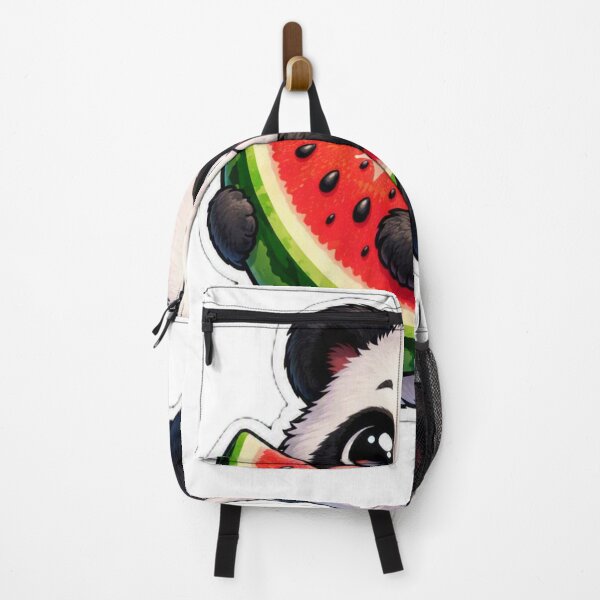 Item preview, Kawaii Baby Panda Eating Watermelon Slice Cute Animal Sticker designed and sold by CyberPaws Art.