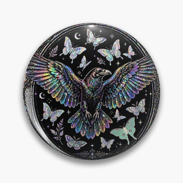 Item preview, Holographic Gothic Raven Tarot Card Sticker | Dark Academia Luna Moth Butterflies | Witchy Glitter Celestial Baroque Frame Art designed and sold by Sheenkhan.