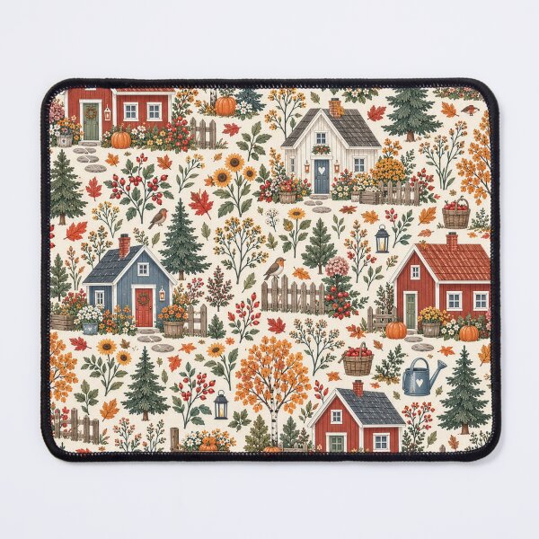Item preview, Scandinavian Cottagecore Autumn Village Pattern designed and sold by divifillius.