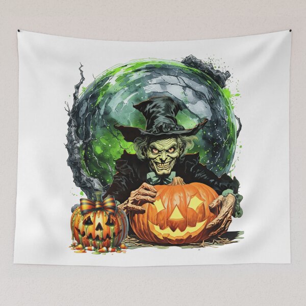 Item preview, Halloween Warlock Holding a Glowing Jack-o'-Lantern designed and sold by Szpaku desart .