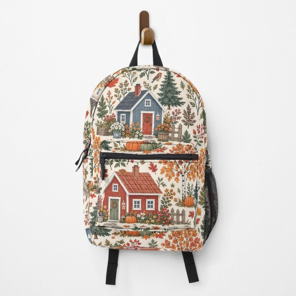 Item preview, Scandinavian Cottagecore Autumn Village Pattern designed and sold by divifillius.