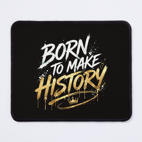 Item preview, BORN TO MAKE HISTORY - White and Gold Brush Motivational Luxury Streetwear designed and sold by VYBE DARK Studio.