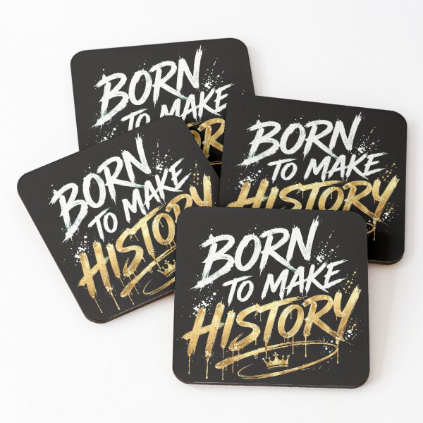 Item preview, BORN TO MAKE HISTORY - White and Gold Brush Motivational Luxury Streetwear designed and sold by VYBE DARK Studio.