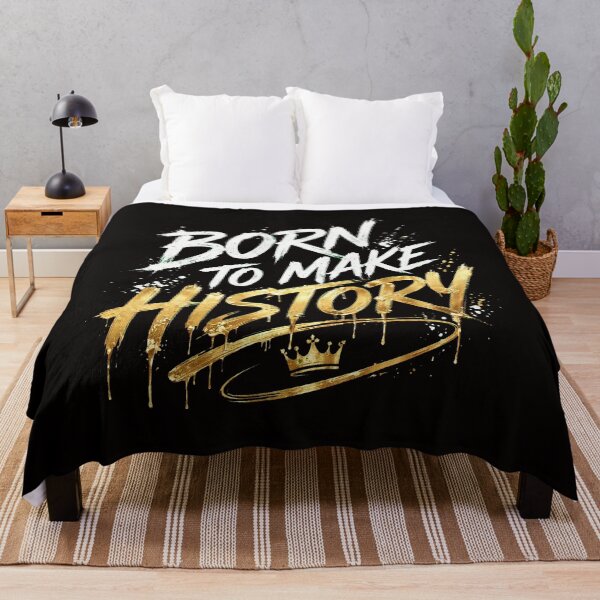Item preview, BORN TO MAKE HISTORY - White and Gold Brush Motivational Luxury Streetwear designed and sold by VYBE DARK Studio.