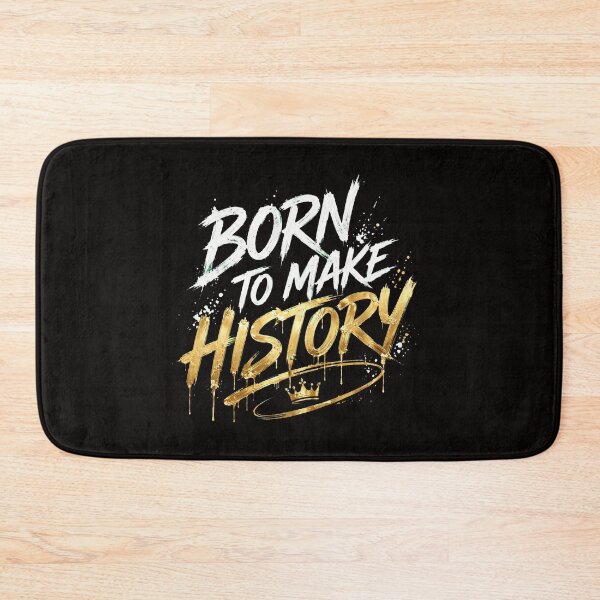 Item preview, BORN TO MAKE HISTORY - White and Gold Brush Motivational Luxury Streetwear designed and sold by VYBE DARK Studio.