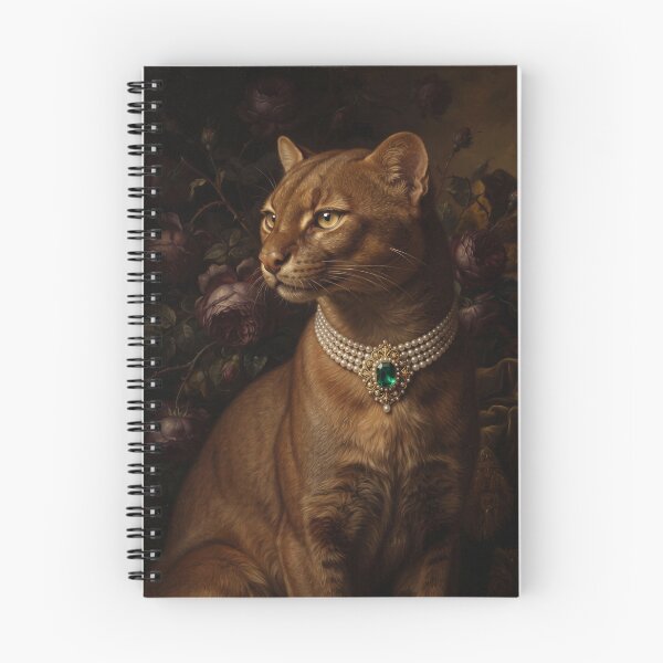 Item preview, Regal Jaguarundi Portrait with Emerald Pearl Necklace designed and sold by Real Beast Art.