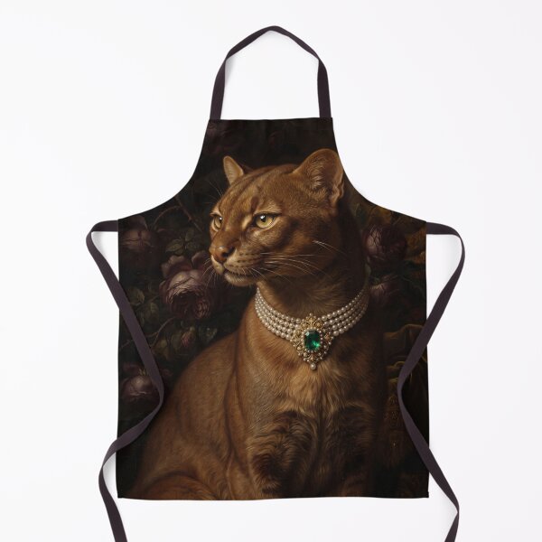 Aperçu de l'œuvre Regal Jaguarundi Portrait with Emerald Pearl Necklace créée et vendue par Real Beast Art.