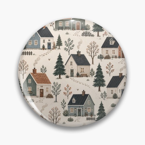 Item preview, Scandinavian Cottagecore Village Pattern designed and sold by divifillius.