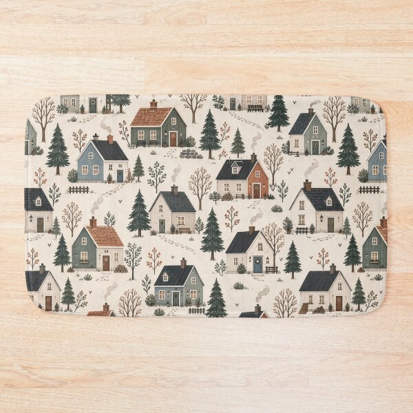 Item preview, Scandinavian Cottagecore Village Pattern designed and sold by divifillius.