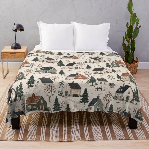 Item preview, Scandinavian Cottagecore Village Pattern designed and sold by divifillius.