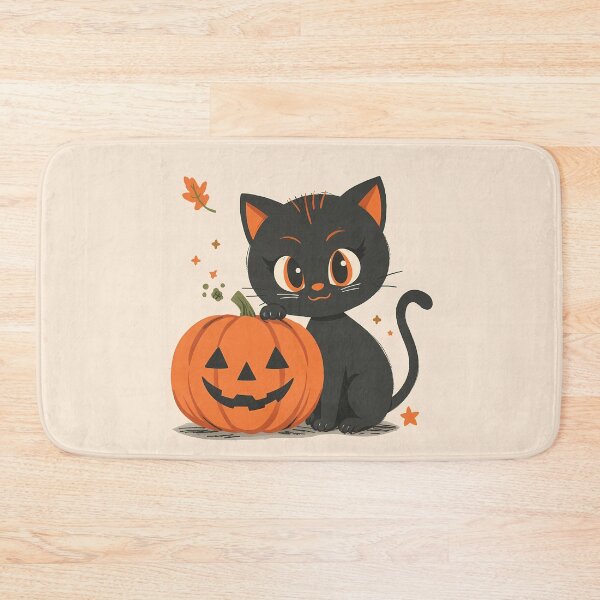 Item preview, Spooky Cute Black Cat with Pumpkin Jack o Lantern Autumn Vibes Gift Classic T-Shirt designed and sold by Lu7u.