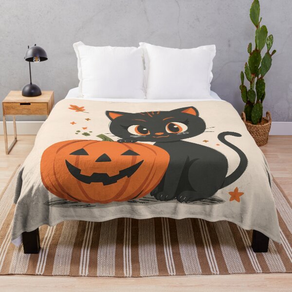 Item preview, Spooky Cute Black Cat with Pumpkin Jack o Lantern Autumn Vibes Gift Classic T-Shirt designed and sold by Lu7u.