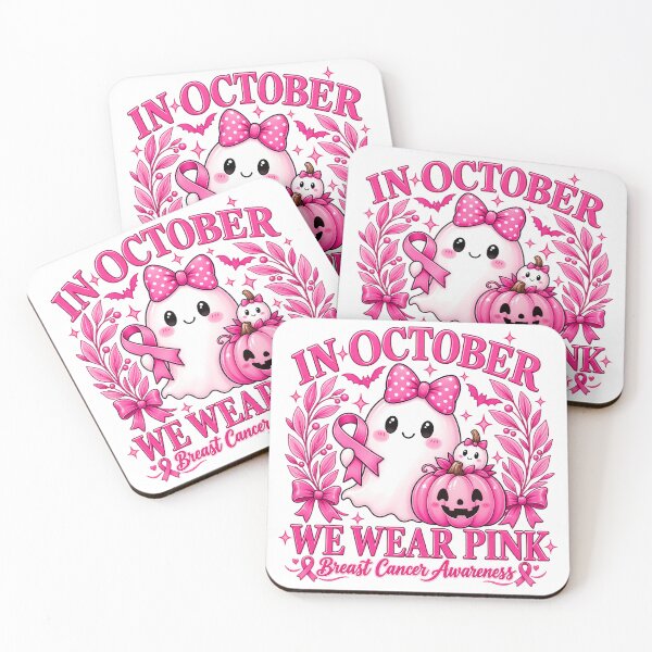 Item preview, October We Wear Pink Breast Cancer Awareness - Cute Halloween Ghost Pink Ribbon designed and sold by Rtcraftani.