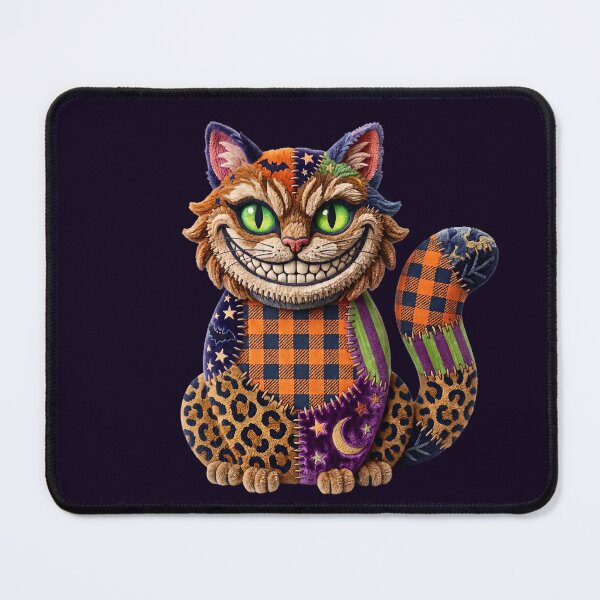 Item preview, Patchwork Cheshire Cat in Faux Chenille Fabric texture designed and sold by Festive Bug.