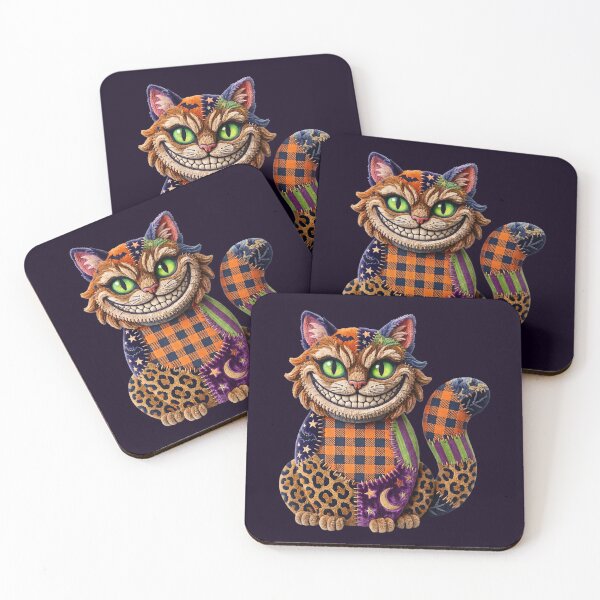 Item preview, Patchwork Cheshire Cat in Faux Chenille Fabric texture designed and sold by Festive Bug.
