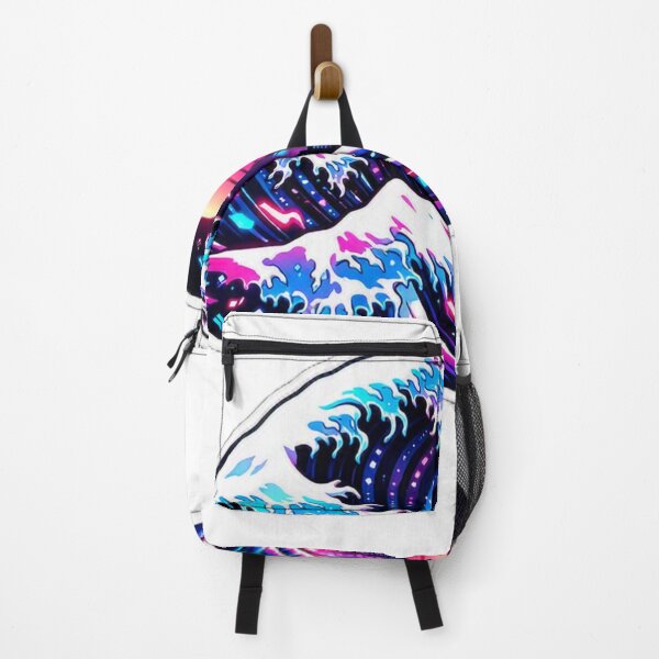 Item preview, Cyberpunk Great Wave off Kanagawa Neon Japanese Aesthetic Wave Sticker designed and sold by CyberPaws Art.