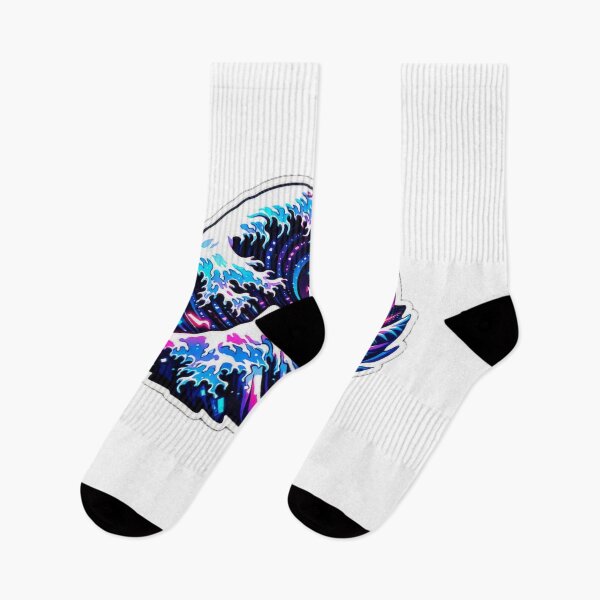 Item preview, Cyberpunk Great Wave off Kanagawa Neon Japanese Aesthetic Wave Sticker designed and sold by CyberPaws Art.