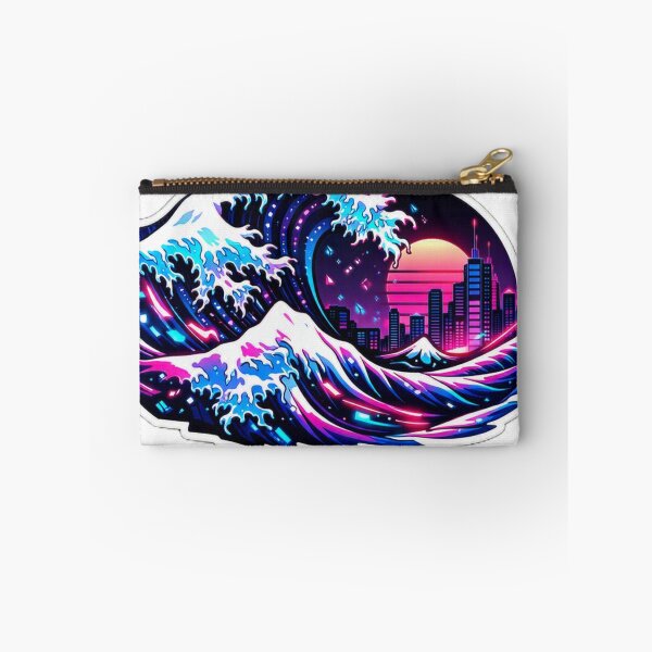 Item preview, Cyberpunk Great Wave off Kanagawa Neon Japanese Aesthetic Wave Sticker designed and sold by CyberPaws Art.