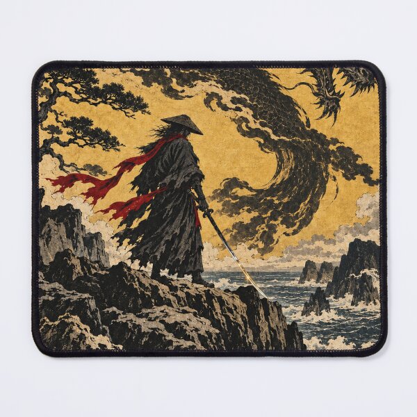 Item preview, Lone Samurai Beneath a Black Dragon Above the Sea designed and sold by MouradStudio.