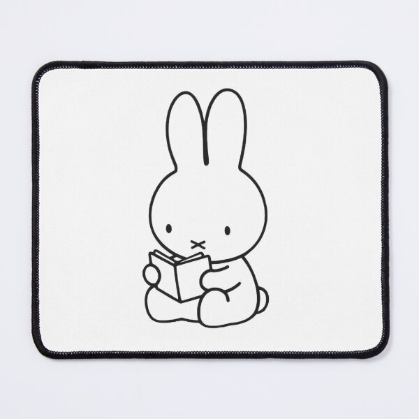 Item preview, Minimalist Reading Bunny Black and White Line Art designed and sold by Cozy Moss Studio.