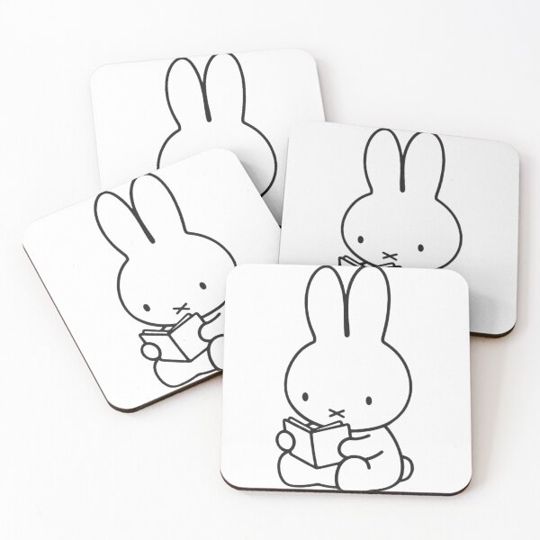 Item preview, Minimalist Reading Bunny Black and White Line Art designed and sold by Cozy Moss Studio.