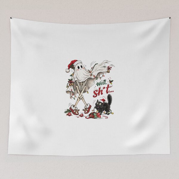 Item preview, Sassy Skeleton Christmas Ghost Festive Holiday Skull designed and sold by wesdesignshop.