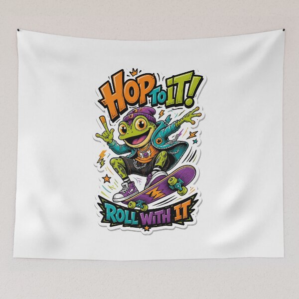 Item preview, Hop To It Skateboarding Frog Mascot Graphic designed and sold by InkDriveStudio.