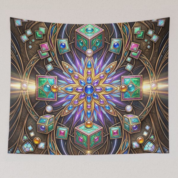 Item preview, Cosmic Starburst Sacred Geometry Stained Glass designed and sold by Frackxion.