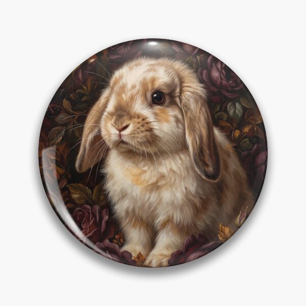Item preview, Regal Lop Ear Bunny Floral Oil Portrait designed and sold by Real Beast Art.