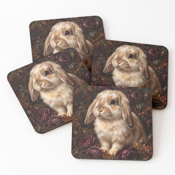 Item preview, Regal Lop Ear Bunny Floral Oil Portrait designed and sold by Real Beast Art.