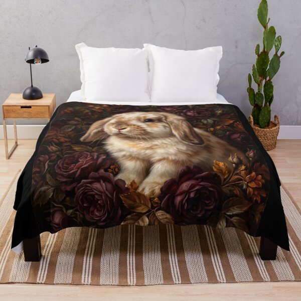 Item preview, Regal Lop Ear Bunny Floral Oil Portrait designed and sold by Real Beast Art.