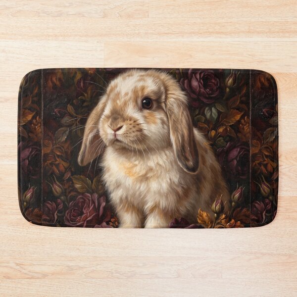 Item preview, Regal Lop Ear Bunny Floral Oil Portrait designed and sold by Real Beast Art.