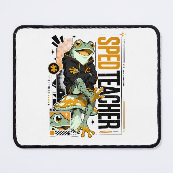 Item preview, SPED Teacher Frog Mushroom Graphic Poster T-Shirt | Funny Special Education Toad Inclusion Teacher Yellow Orange Gift designed and sold by illeN-Art-World.