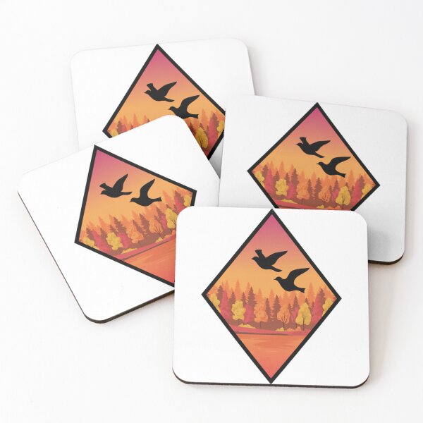 Item preview, Autumn Sunset Pines | Birds in Flight Diamond Badge designed and sold by Brand Uno Studio.