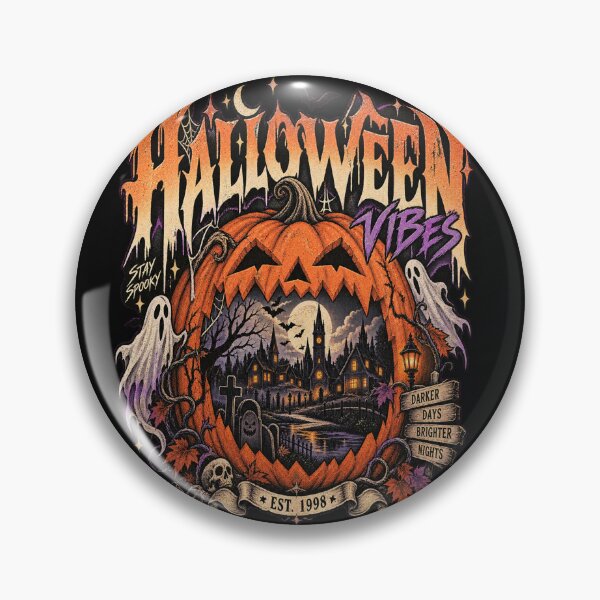 Item preview, Halloween Vibes Vintage Pumpkin ,Spooky Haunted House  designed and sold by Xupomustore.