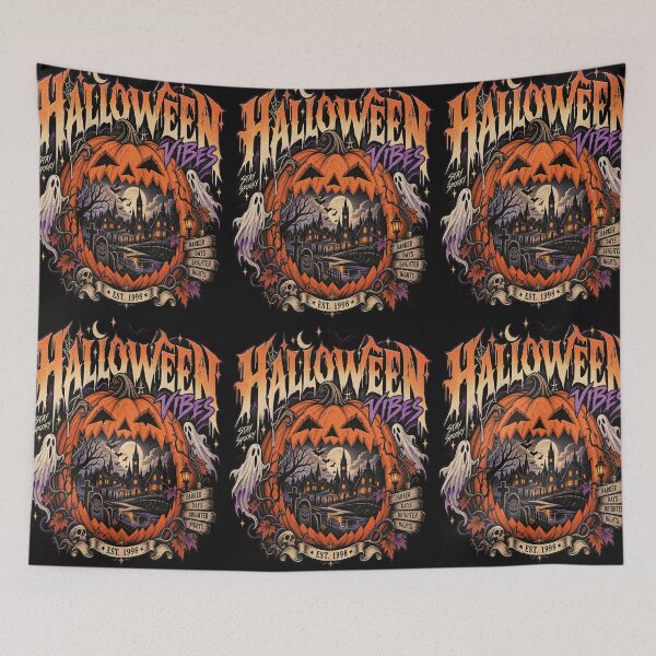 Item preview, Halloween Vibes Vintage Pumpkin ,Spooky Haunted House  designed and sold by Xupomustore.