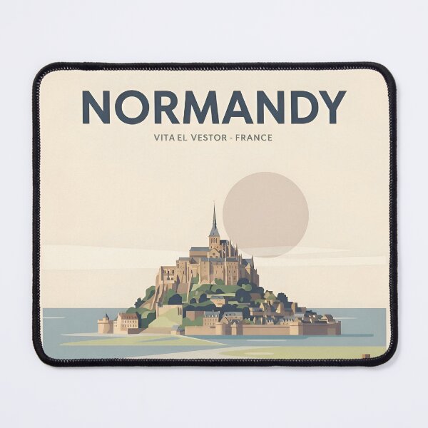 Item preview, Normandy France Vintage Travel Poster - Minimalist Coastal Abbey Art Print designed and sold by DuckOddity.
