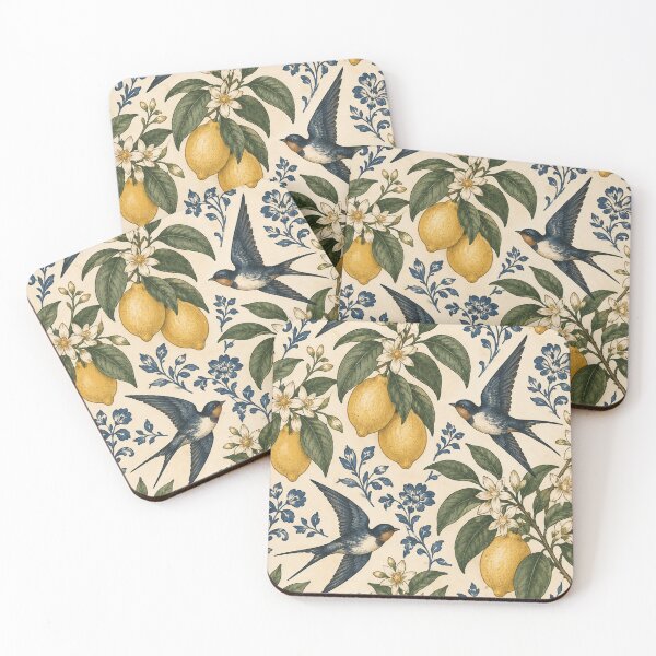 Item preview, Vintage Swallows & Lemon Botanical designed and sold by Glottopia.