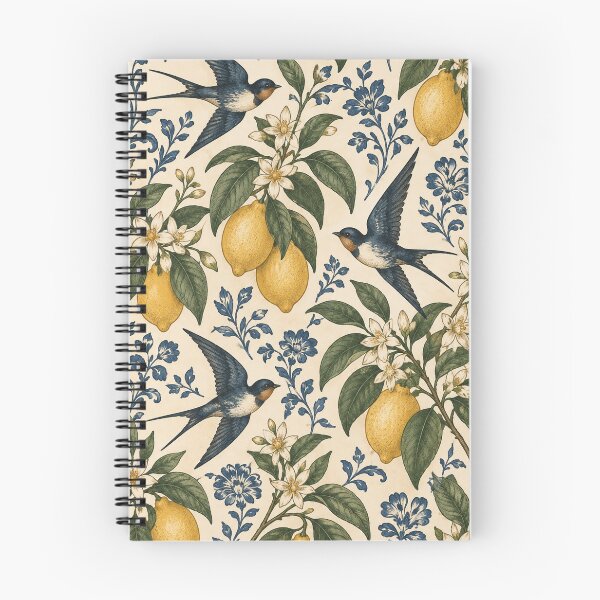 Item preview, Vintage Swallows & Lemon Botanical designed and sold by Glottopia.