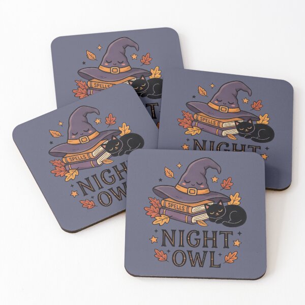 Item preview, Cute "Night Owl" Halloween Design with Sleeping Black Cat and Spell Books designed and sold by TontikDesign.