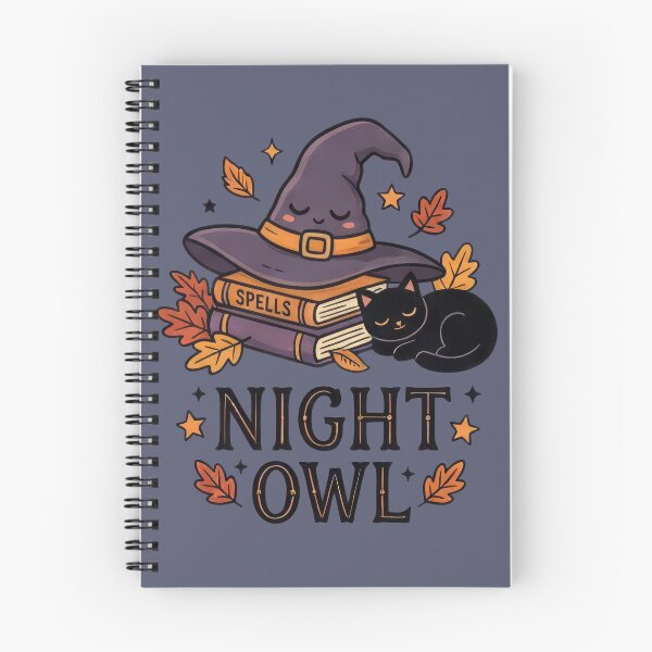 Item preview, Cute "Night Owl" Halloween Design with Sleeping Black Cat and Spell Books designed and sold by TontikDesign.