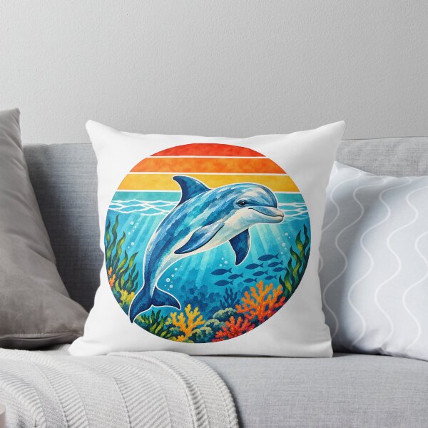 Item preview, Retro colorful dolphin underwater designed and sold by trendspatterns.