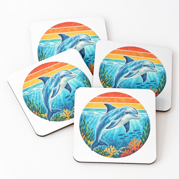 Item preview, Retro colorful dolphin underwater designed and sold by trendspatterns.
