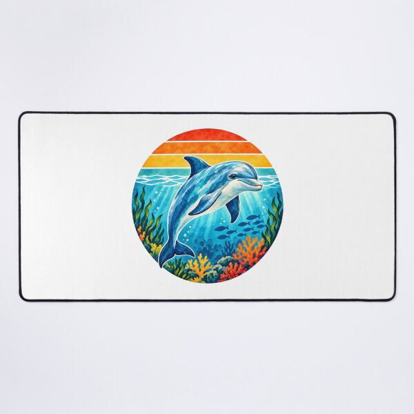 Item preview, Retro colorful dolphin underwater designed and sold by trendspatterns.