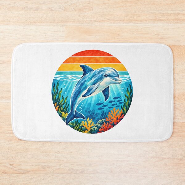 Item preview, Retro colorful dolphin underwater designed and sold by trendspatterns.