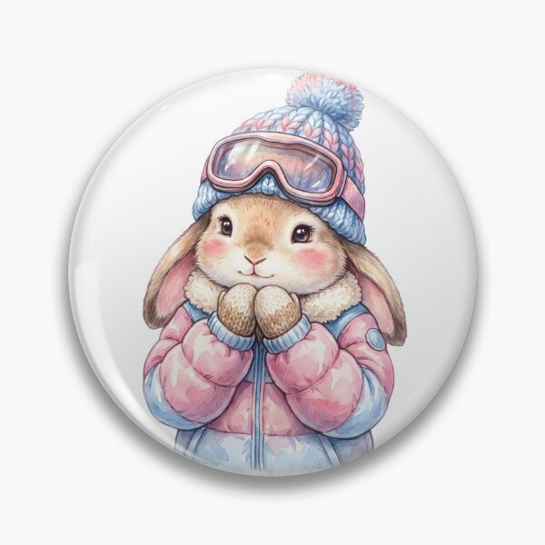 Item preview, Cute Winter Bunny Skiing Snow Adventure Cozy Animal Lover designed and sold by StickerNestYou.